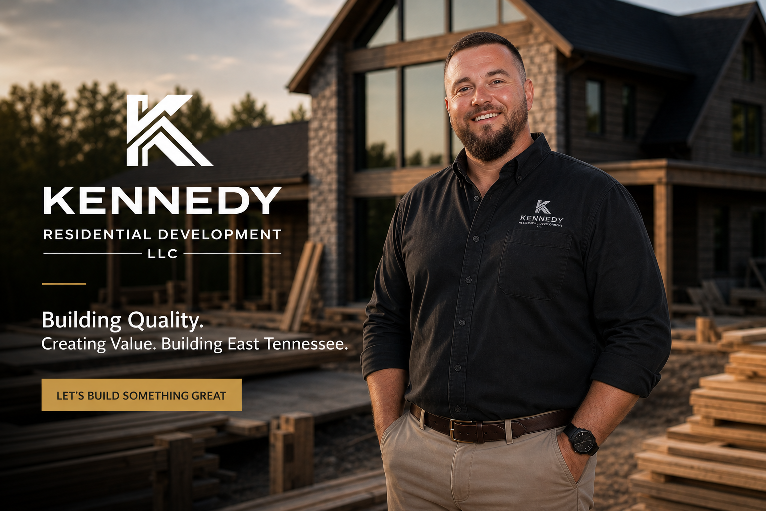 Contractor Chad Kennedy standing at a residential construction site in East Tennessee